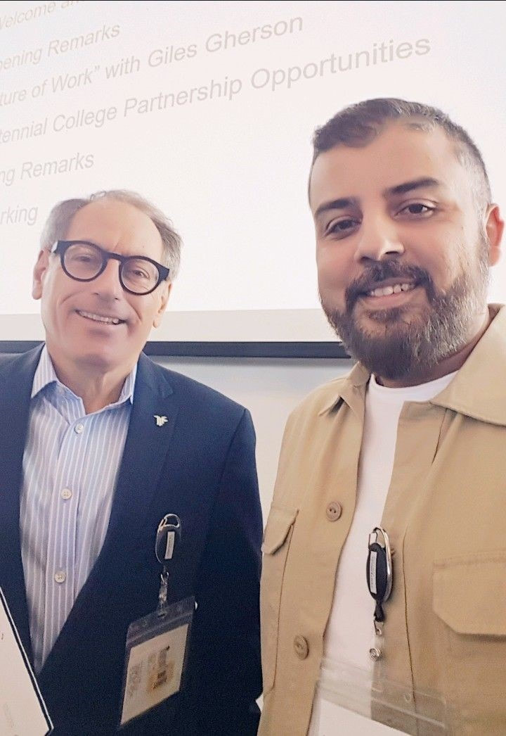 Rasheed Walizada with Giles Gherson the Executive Vice President & Chair of the Economic Blueprint Institute at the Toronto Region Board of Trade.  