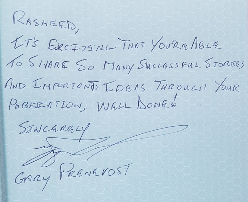  Gary Prenevost signed copy of his book The Unstoppable Franchisee with a special message for Rasheed Walizada.